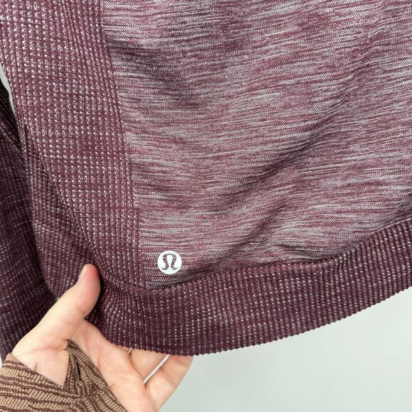 Lululemon Swiftly Wool Pullover II Size 10/12 L Dark Adobe / White Long Sleeve * - Picture 5 of 10